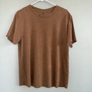 Lululemon Mens M Heather Orange Brown Rust Short Sleeve Shirt SEE MEASUREMENTS